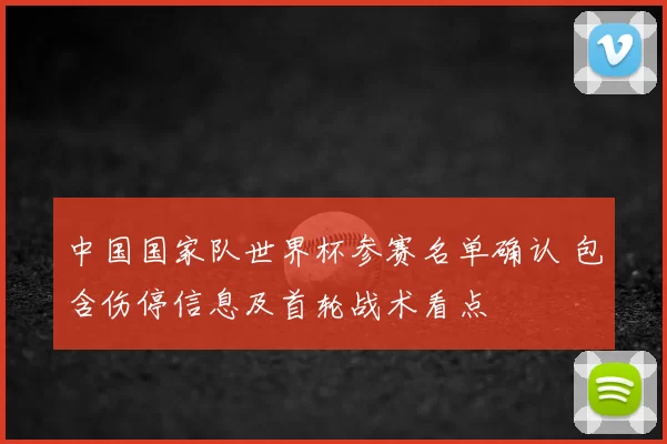 中国国家队世界杯参赛名单确认 包含伤停信息及首轮战术看点